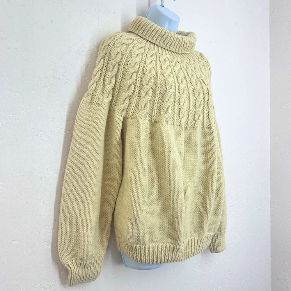 Suigeneris Wool Cable Knit Fisherman Sweater Size L Cream Rory Gilmore